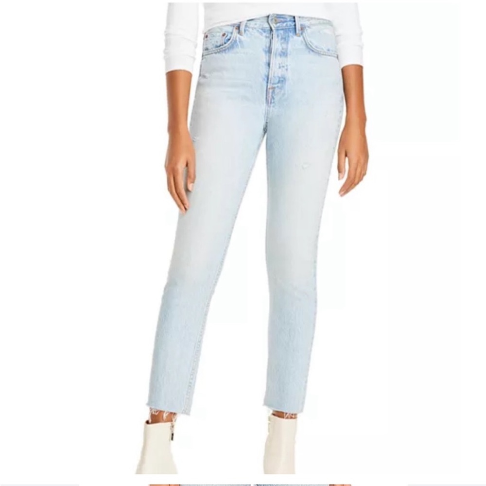 GRLFRND Super High Rise Karolina come back around skinny light blue 28